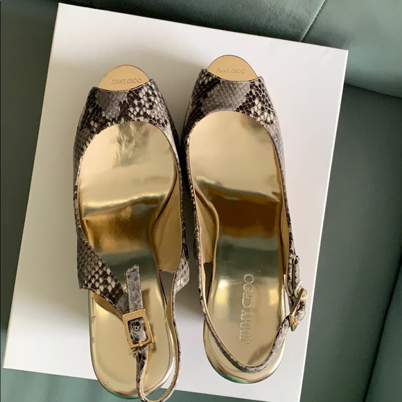 Jimmy Choo™  Prova Snake-print Slingback Wedges - Picture 7 of 10